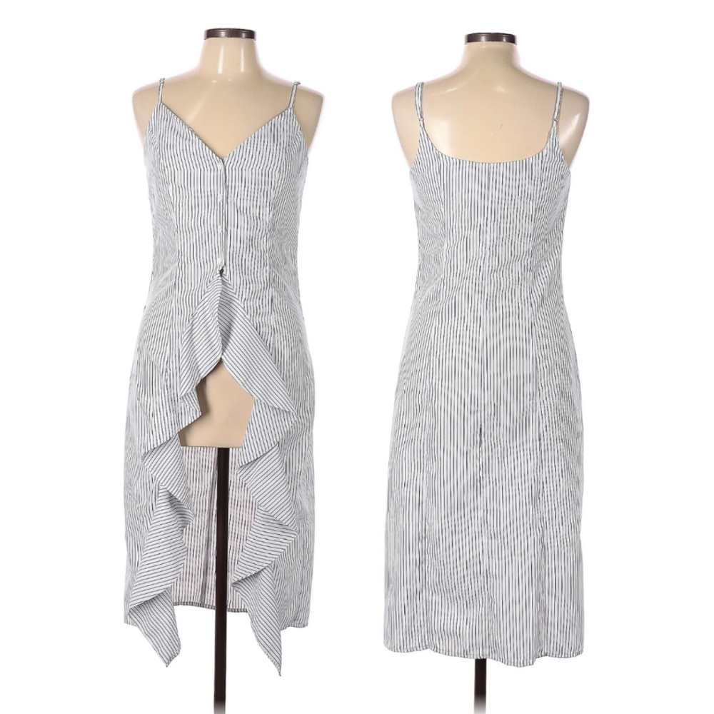FAVLUX Pinstripe High-Low Shirt Dress